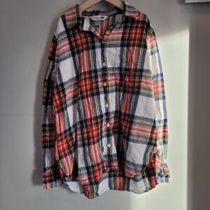 Plaid Long Sleeve Shirt - Red, Blue, Yellow and White Sweater